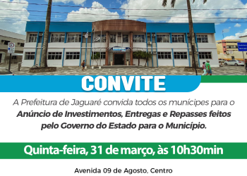 Governo do Estado confirma evento em Jaguaré na próxima quinta-feira